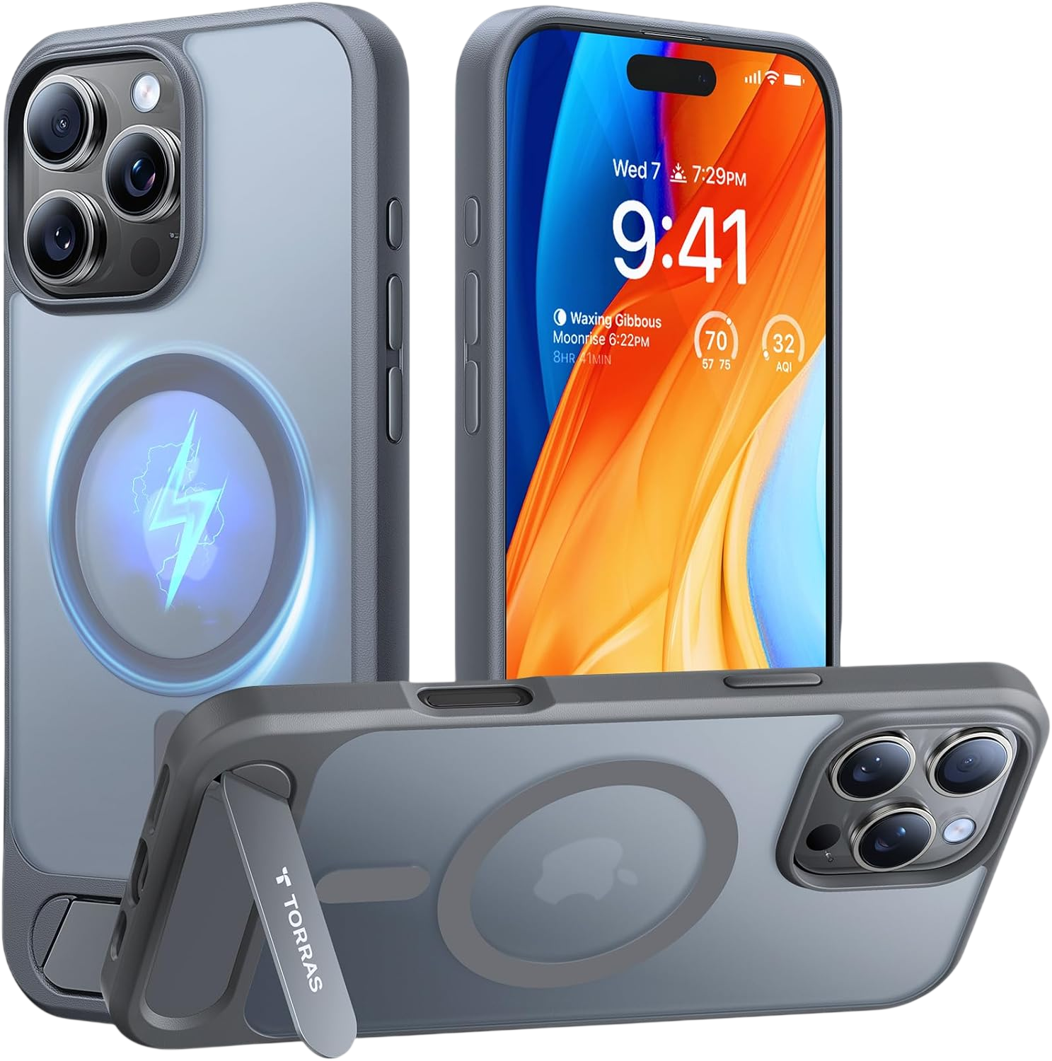 TORRAS Pstand Horizontal and Vertical Kickstand MagSafe Case for iPhone 16 Pro Max