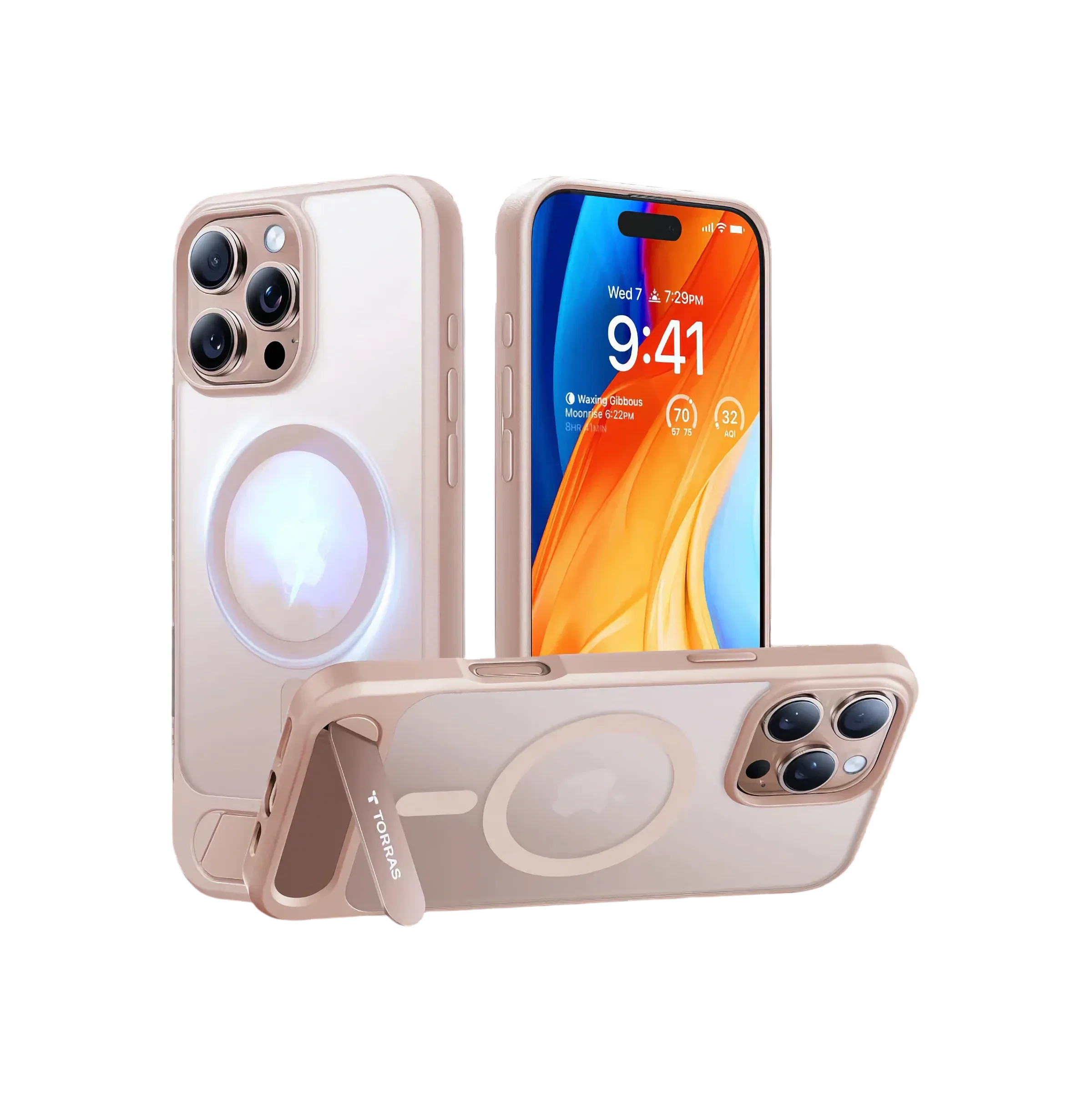 غلاف TORRAS Pstand مع حامل أفقي ورأسي MagSafe لهاتف iPhone 16 Pro
