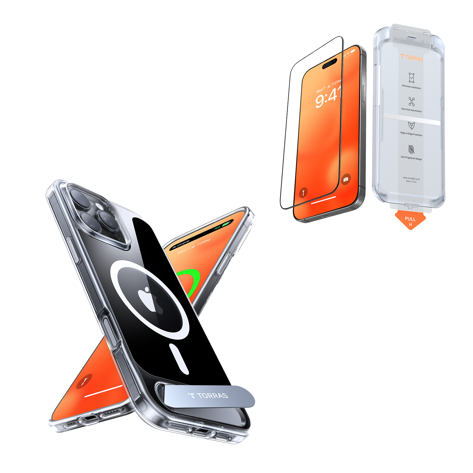 غلاف TORRAS Pstand مع حامل أفقي ورأسي MagSafe لهاتف iPhone 16 Pro