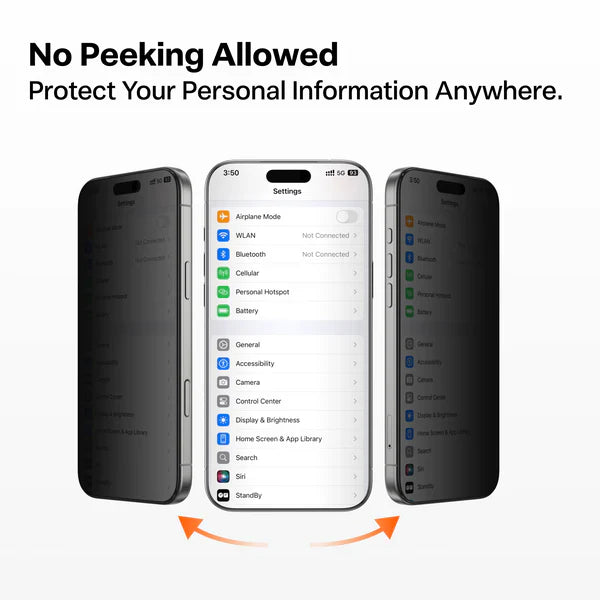 TORRAS GlassGo Tempered Glass Privacy Screen Protector for iPhone 17 Pro Max / 17 Pro / Air / 17 - 1 Pack