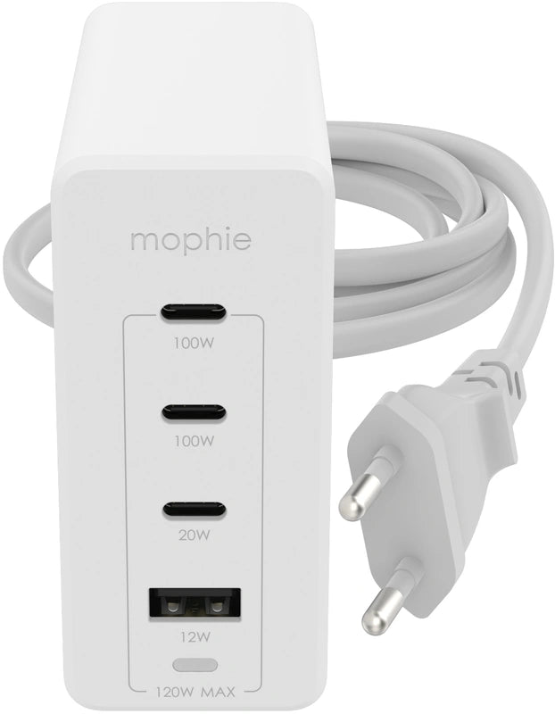 موفي محول حائط 3 USB-C + 1 USB-A 120W - أبيض