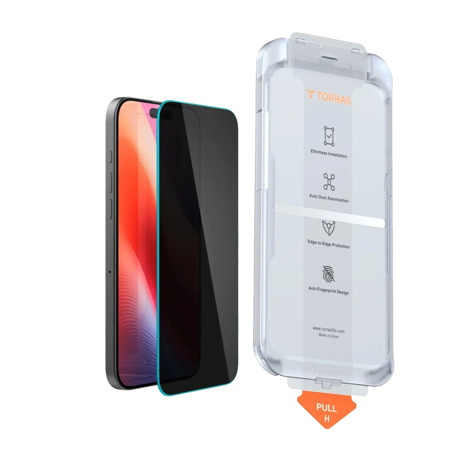 واقي شاشة الخصوصية الزجاجي المقسى TORRAS GlassGo لجهاز iPhone 16 - عبوة واحدة