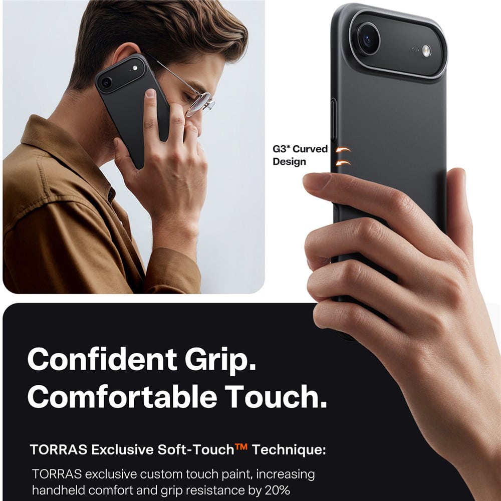 TORRAS SlimFit MagSafe Black Case for iPhone 17 Pro Max / 17 Pro / Air / 17