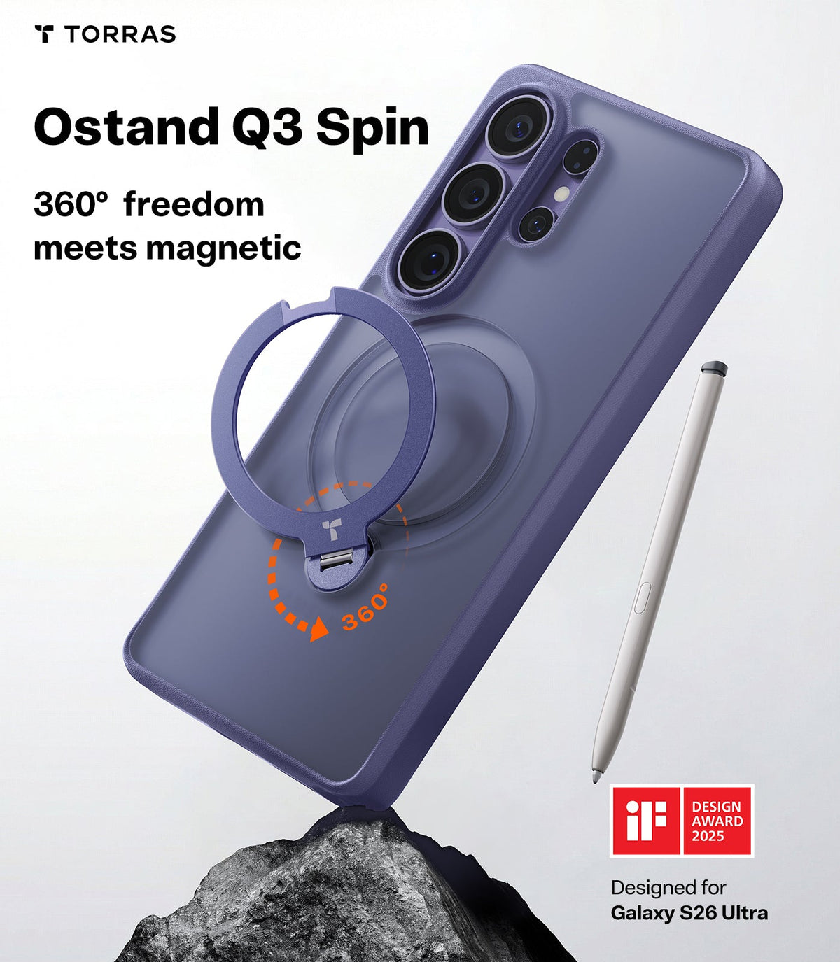 TORRAS Ostand Spin for Samsung Galaxy S26 Ultra - Dark Purple