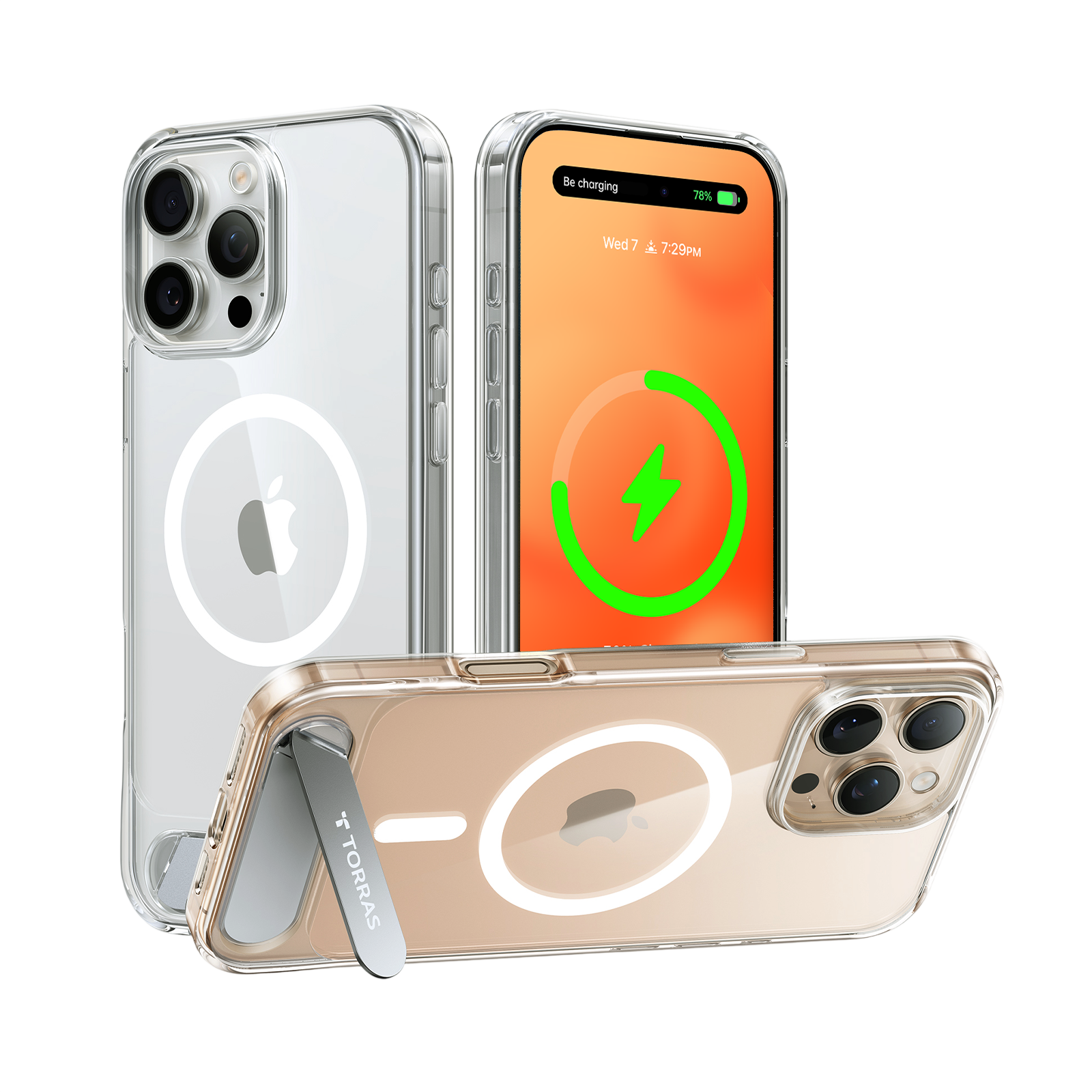 TORRAS Pstand Horizontal and Vertical Kickstand MagSafe Case for iPhone 16 Pro Max - Desert Gold