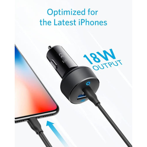شاحن سيارة Anker PowerDrive PD+2 بقوة 33 واط - أسود مع ضمان رسمي لمدة 18 شهرًا