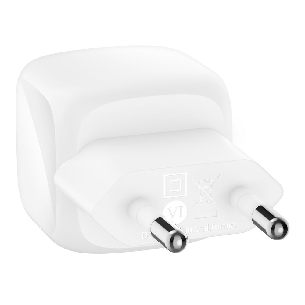 Belkin 30W USB-C wall charger back view EU plug