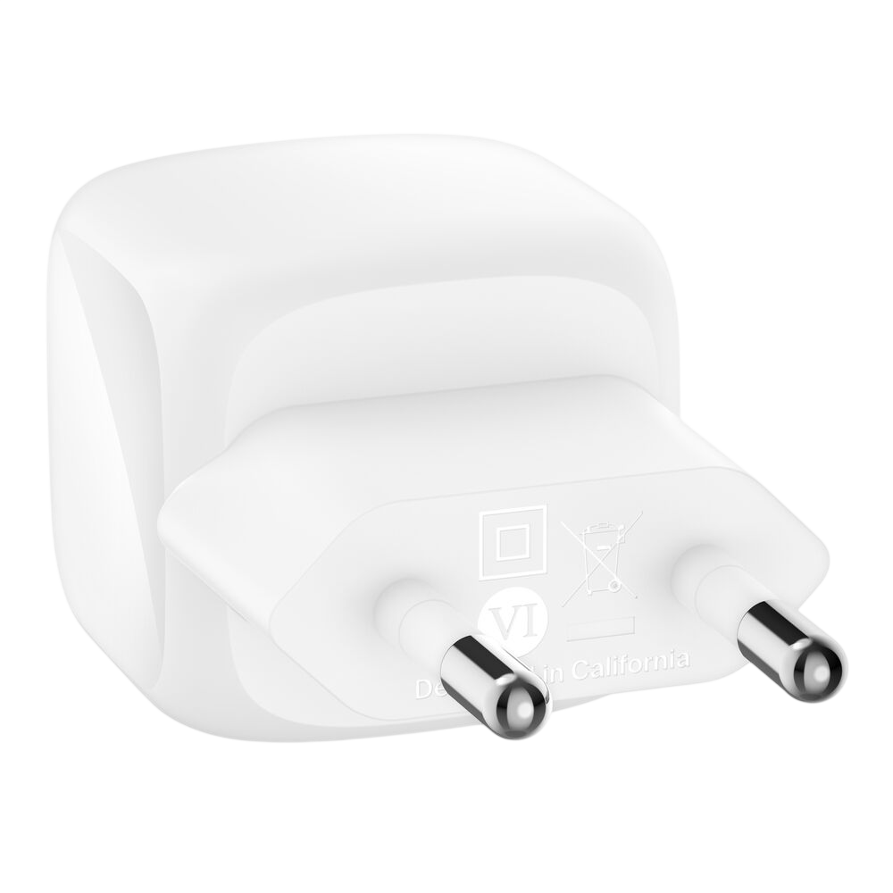 Belkin 30W USB-C wall charger back view EU plug