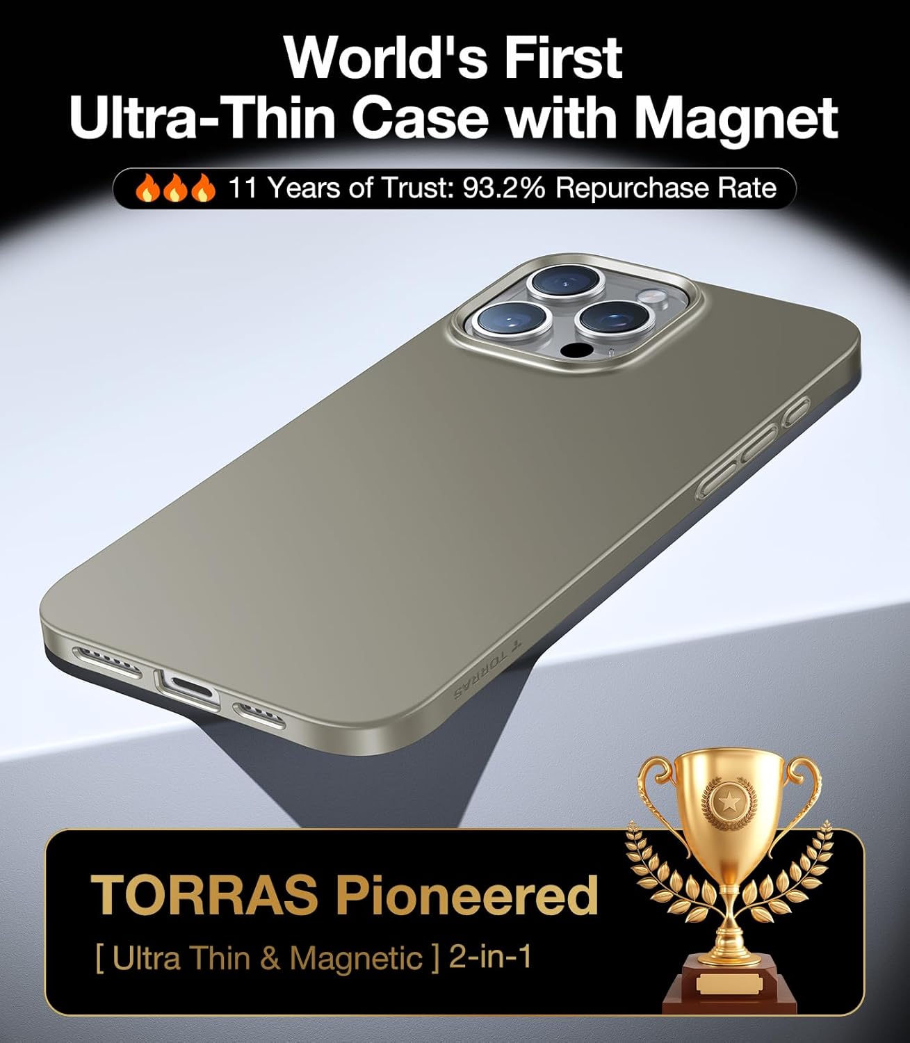 TORRAS SlimFit MagSafe Case for iPhone 16 Pro - Titanium Grey