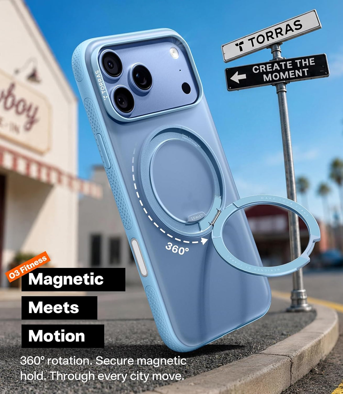Torras Ostand O3 Light Case for iPhone 18 Pro - Blue