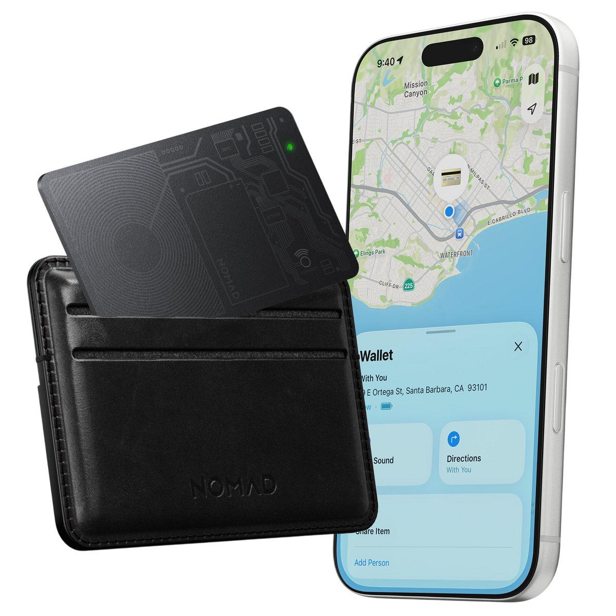 Nomad Tracking Card Air (V2) - Find My - Black