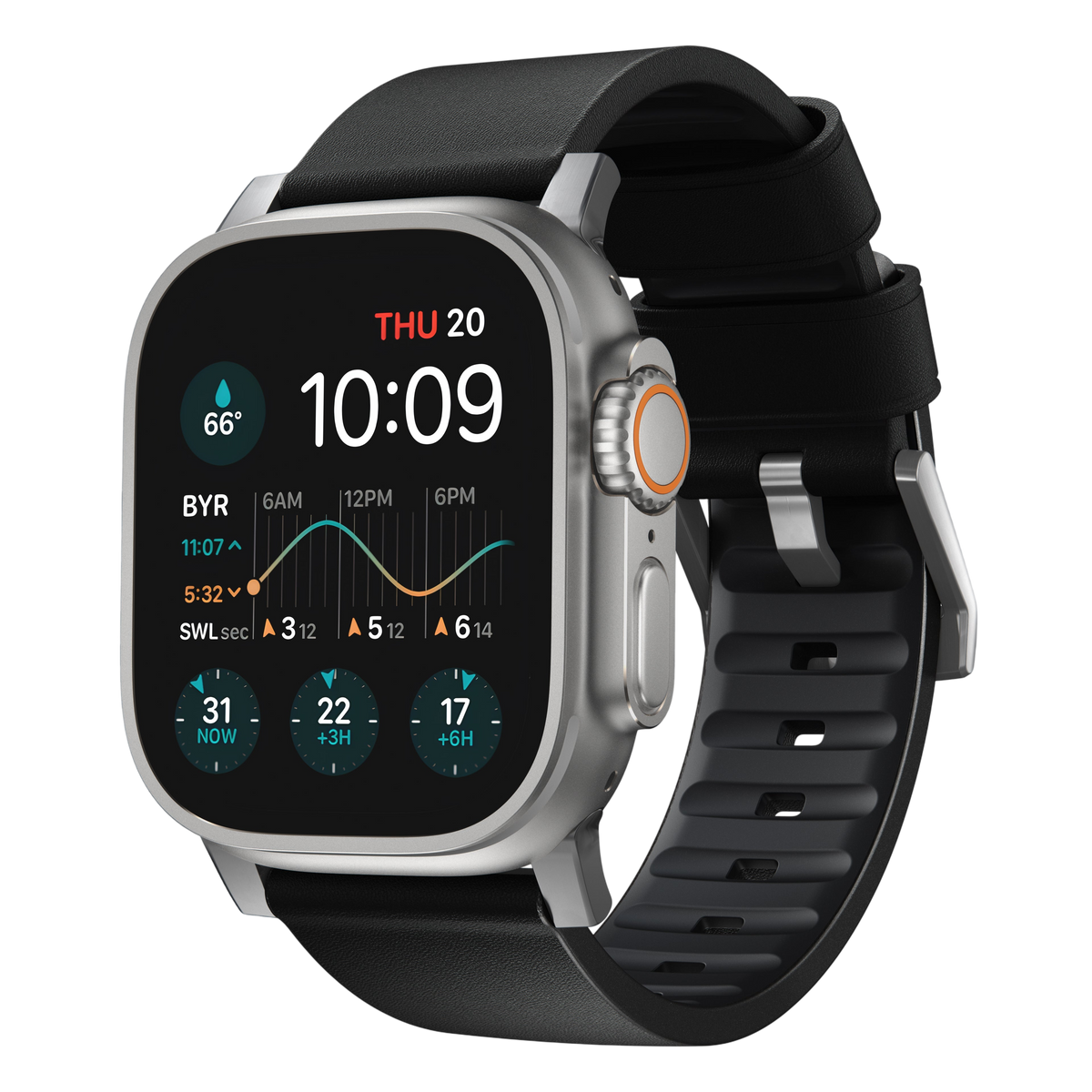 Nomad Active Band Pro Leather Band for Apple Watch 49mm / 46mm / 45mm - Black