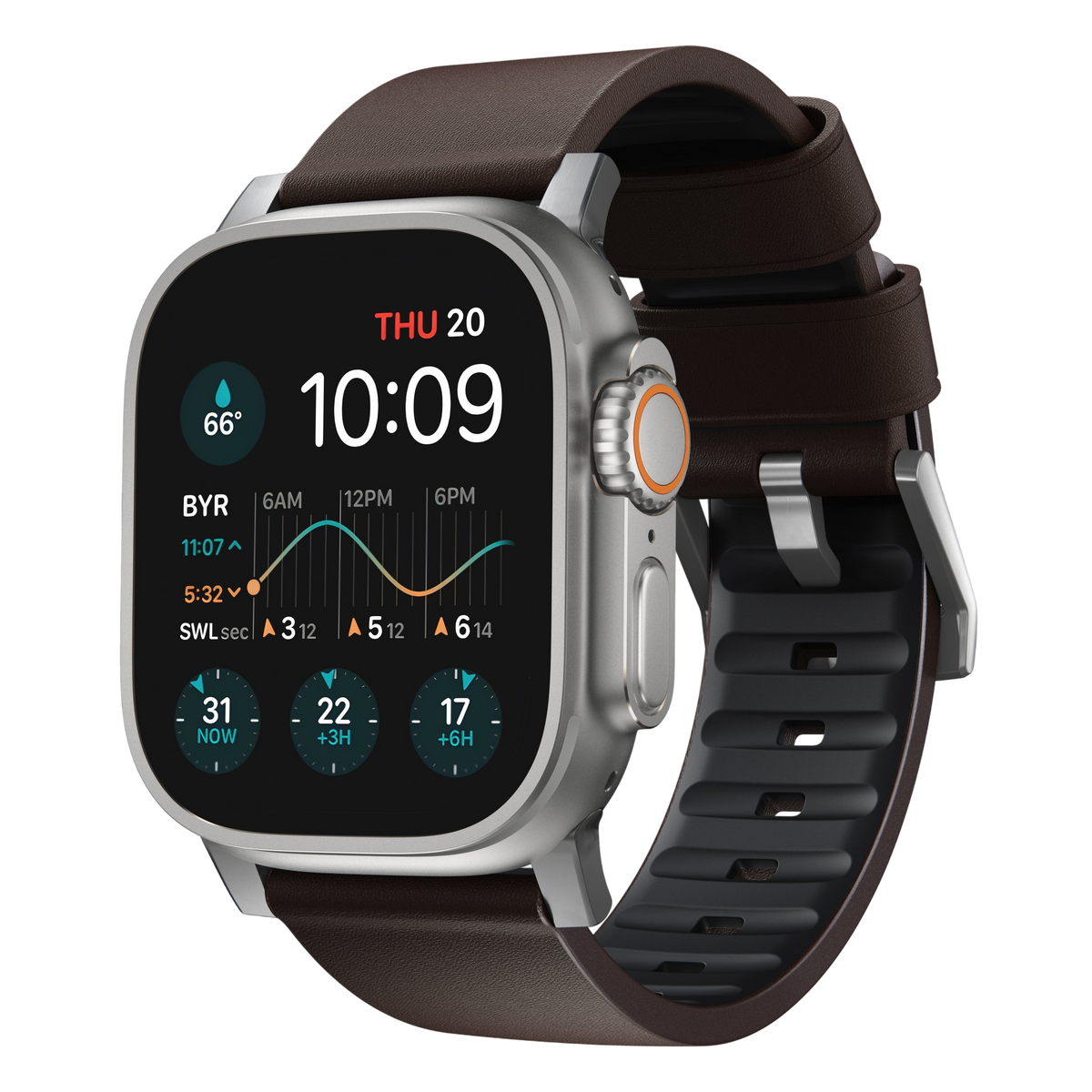 Nomad Active Band Pro Leather Band for Apple Watch 49mm / 46mm / 45mm - Rustic Brown