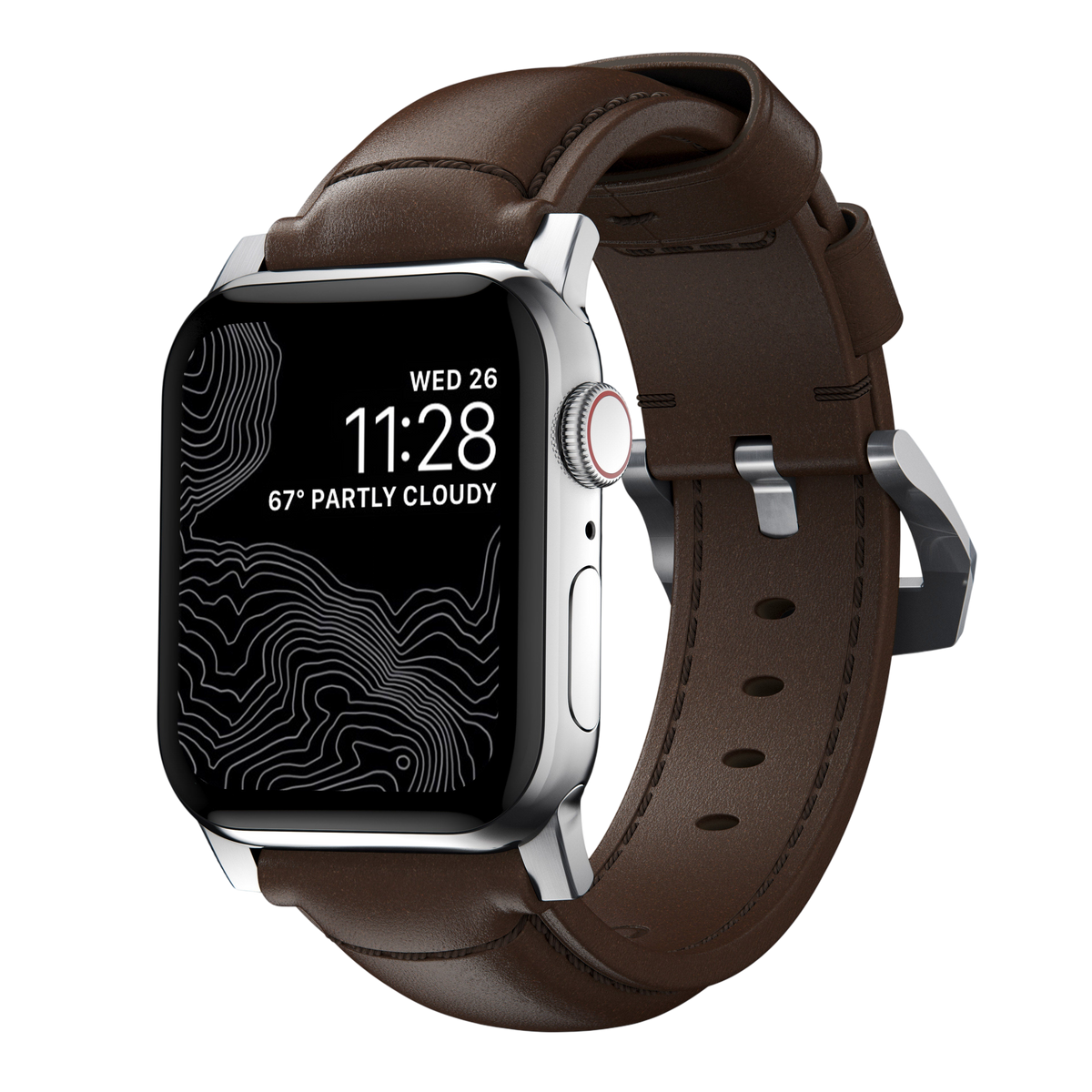 Nomad Traditional Leather Band for Apple Watch 49mm / 46mm / 45mm - Silver Hardware #hardware_silver-hardware