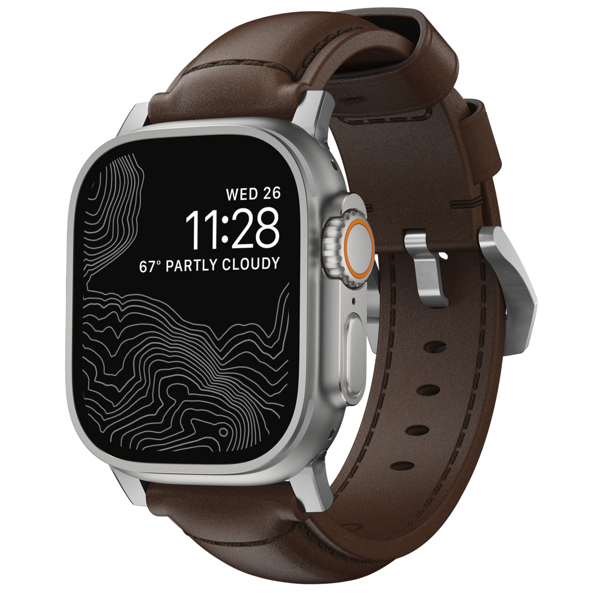 Nomad Traditional Leather Band for Apple Watch 49mm / 46mm / 45mm - Silver Hardware #hardware_silver-hardware