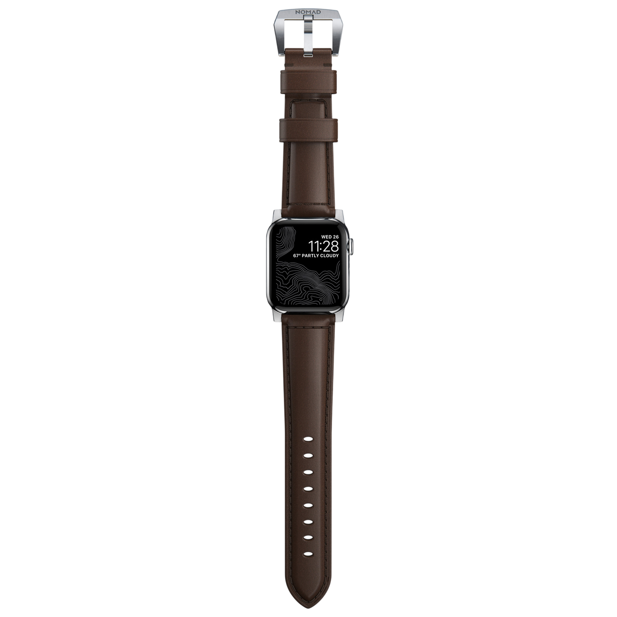 Nomad Traditional Leather Band for Apple Watch 49mm / 46mm / 45mm - Silver Hardware #hardware_silver-hardware