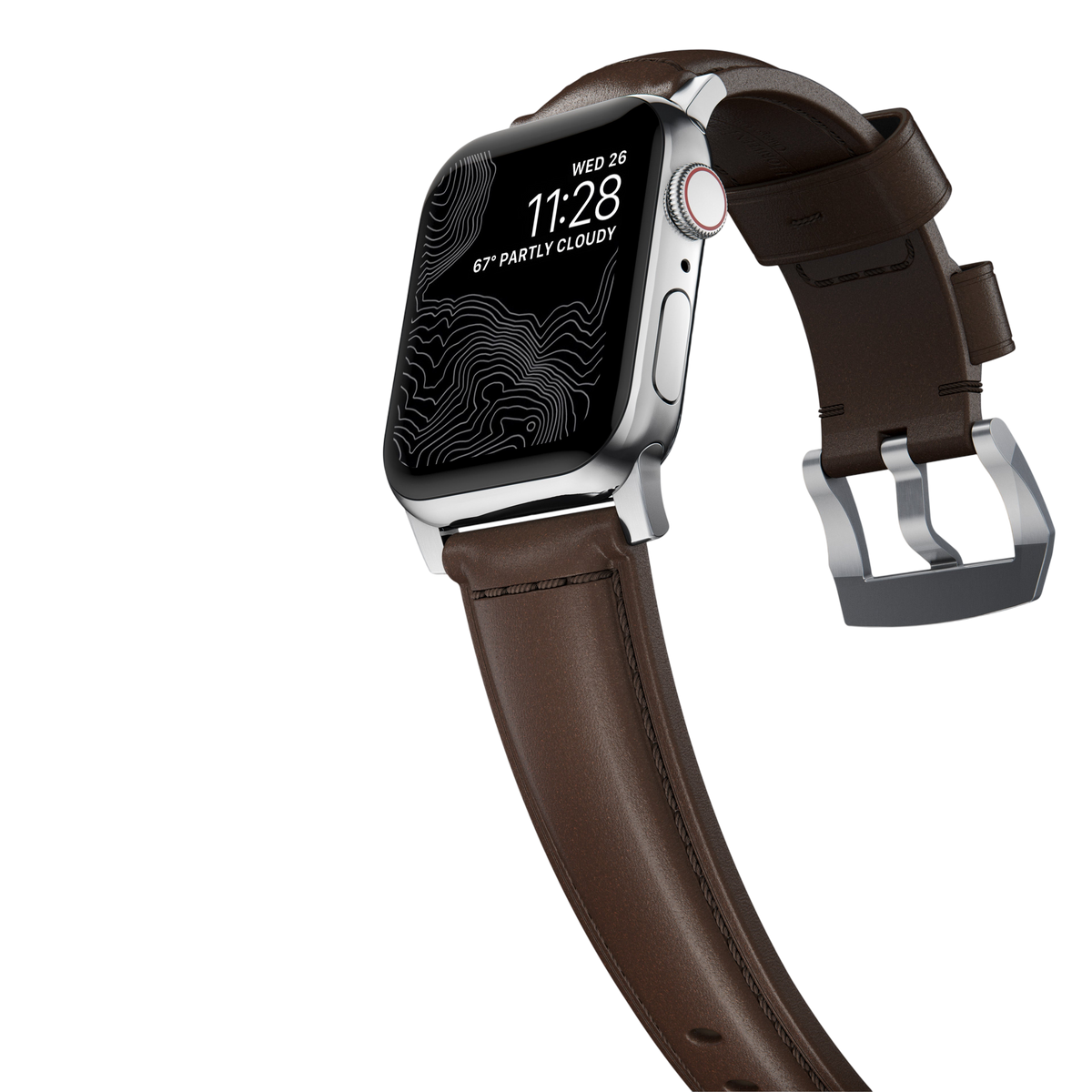 Nomad Traditional Leather Band for Apple Watch 49mm / 46mm / 45mm - Silver Hardware #hardware_silver-hardware