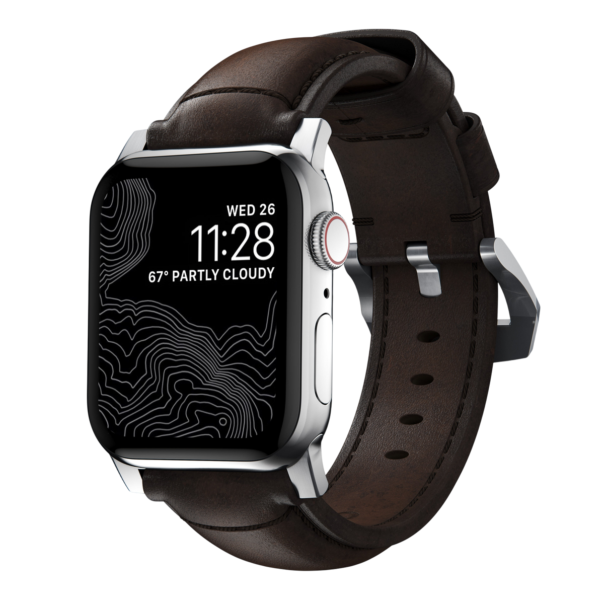 Nomad Traditional Leather Band for Apple Watch 49mm / 46mm / 45mm - Silver Hardware #hardware_silver-hardware