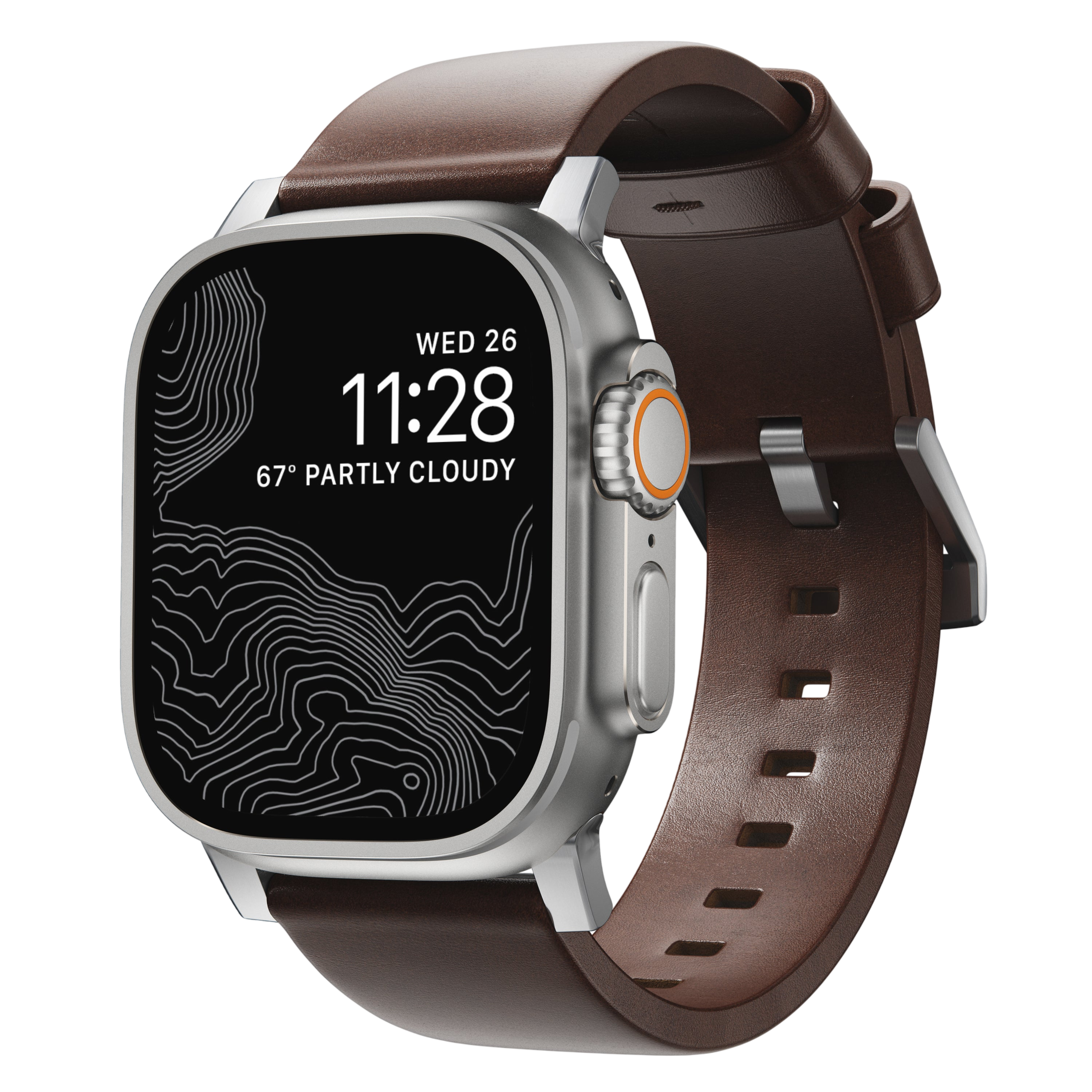 حزام نوماد مودرن لساعة آبل 49 مم / 46 مم / 45 مم (بني / جلد هوروين)