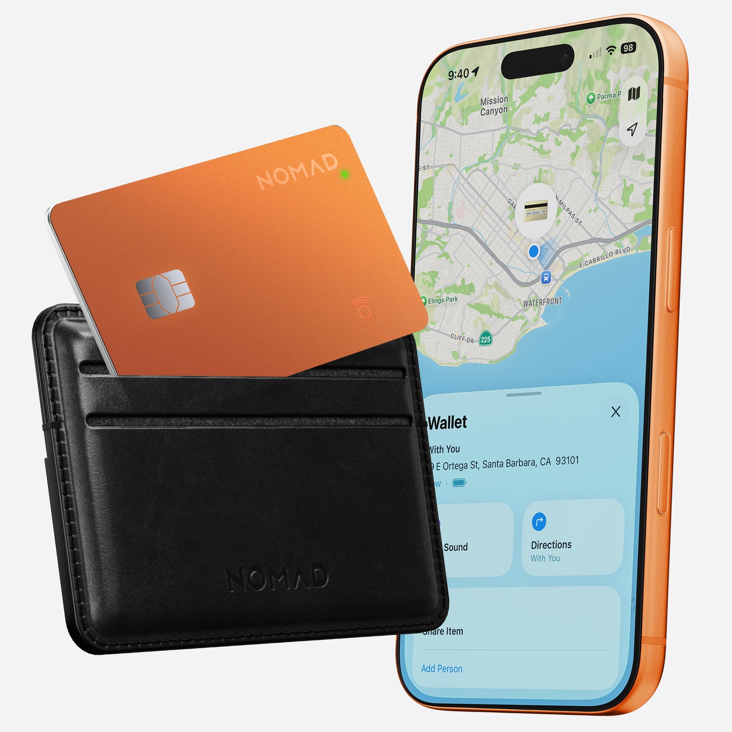Nomad Tracking Card Pro - Find My - Stellar Orange