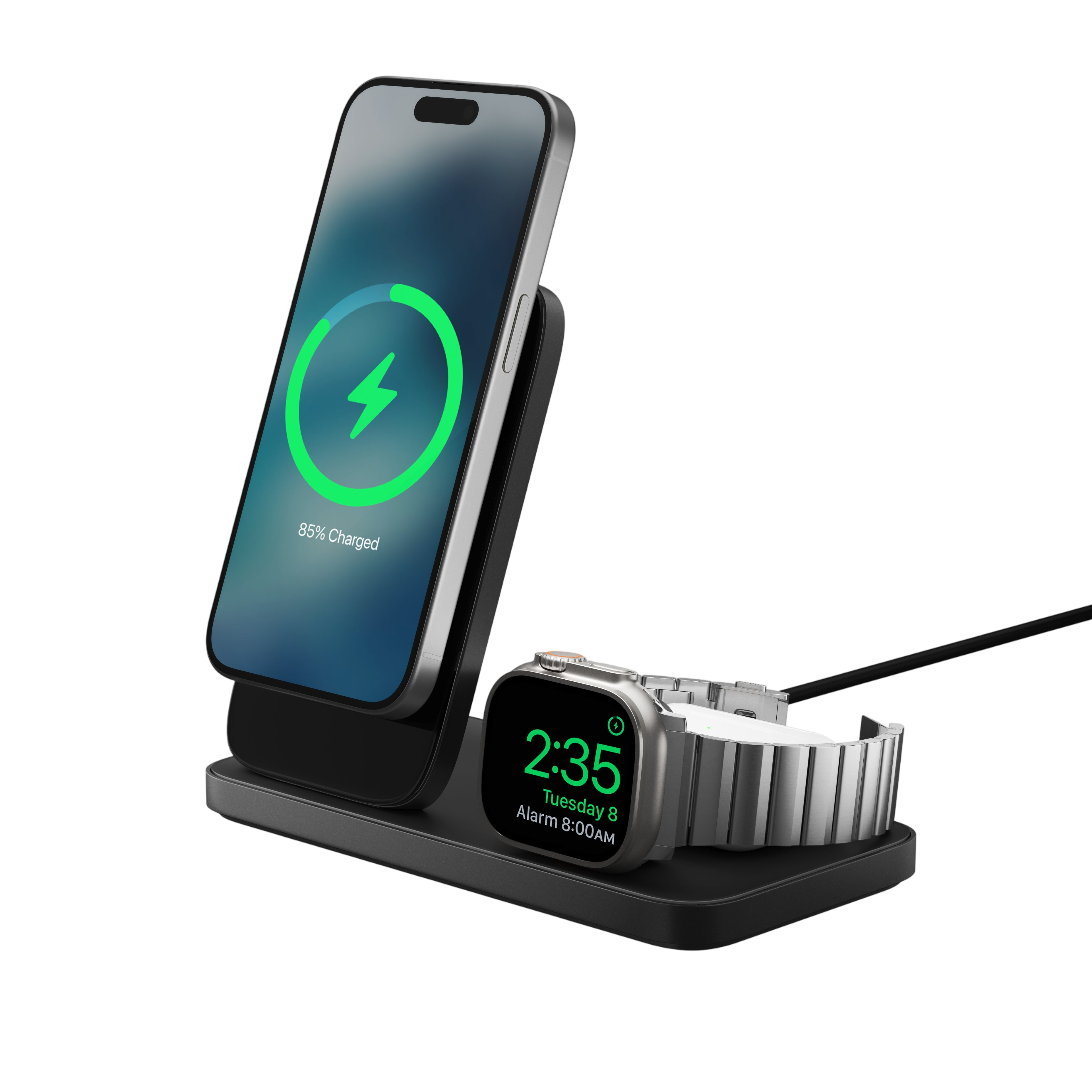 شاحن Nomad Stand One Max Qi2 3-in-1 Charging Hub (3rd Gen)