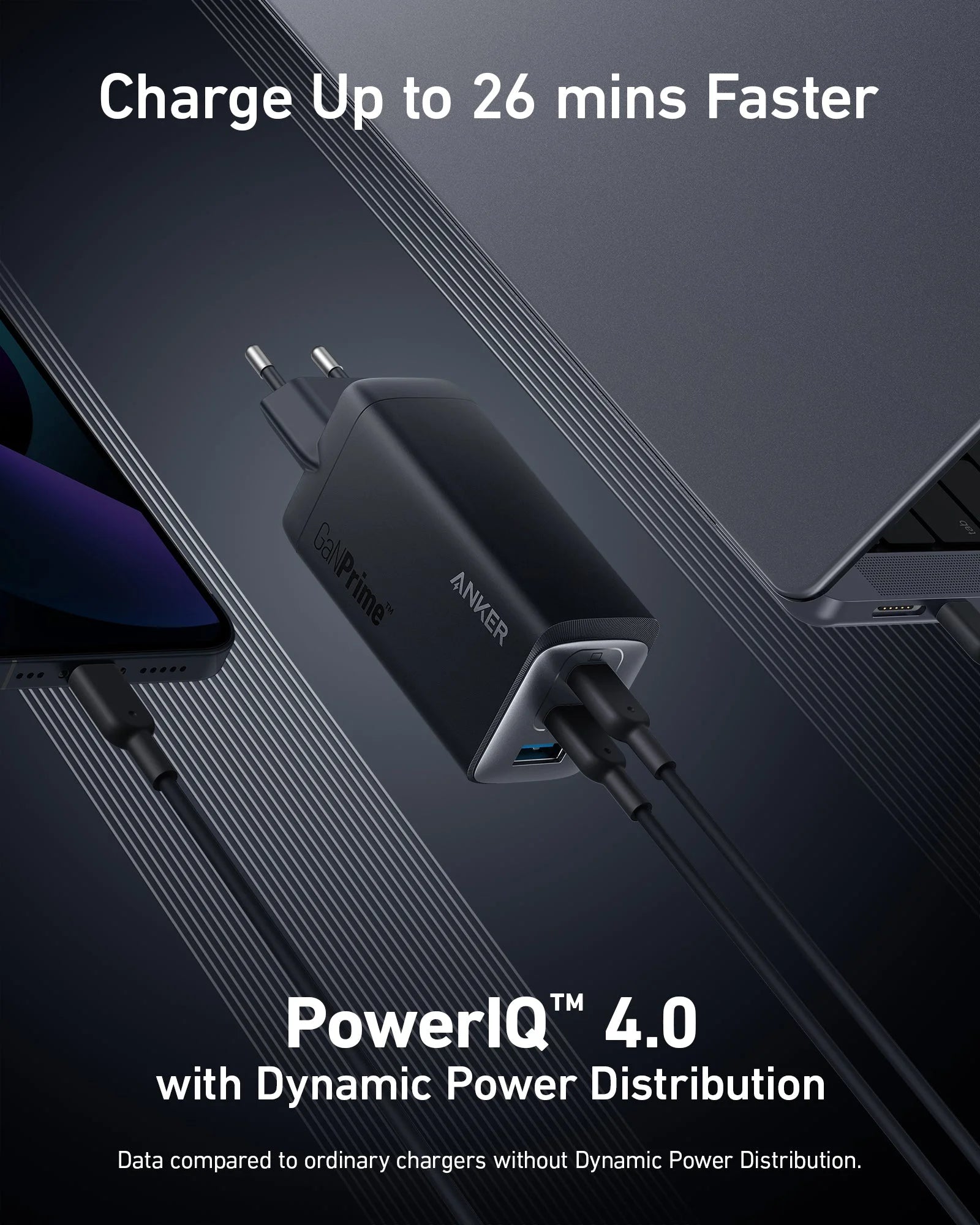 شاحن أنكر 735 (GaNPrime 65W) مع ضمان رسمي لمدة 18 شهرًا