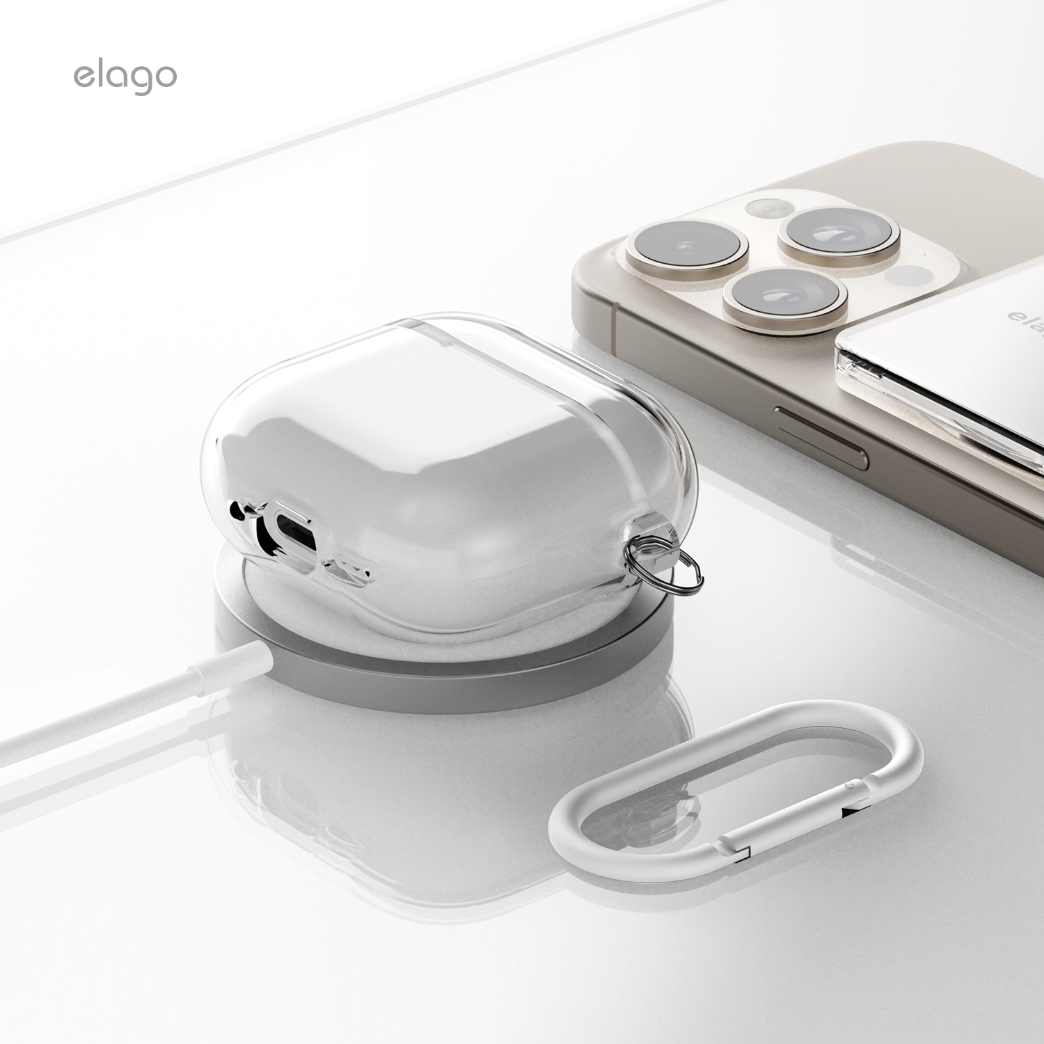 حافظة إيلاغو الشفافة لتعليق AirPods 4