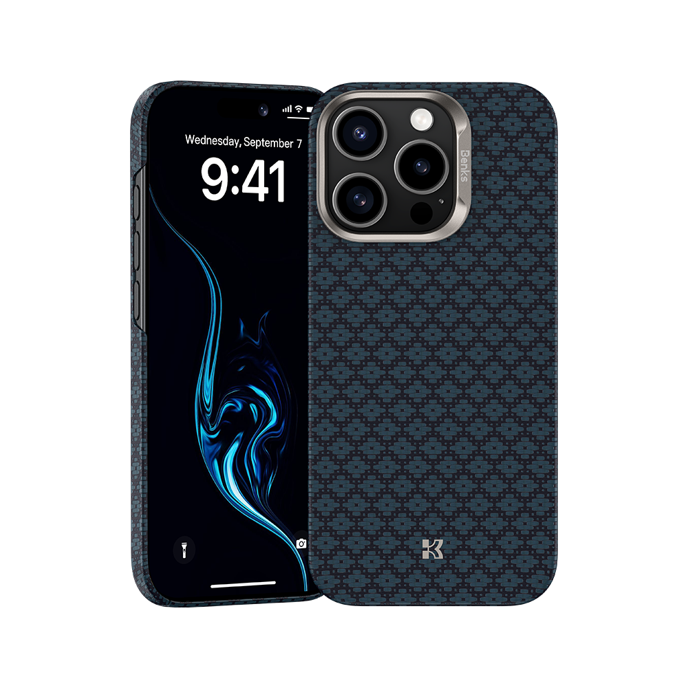 Benks ArmorGrid ArmorAir Case built with Kevlar® for iPhone 16 Pro Max - Azure Blue #pattern_azure-blue