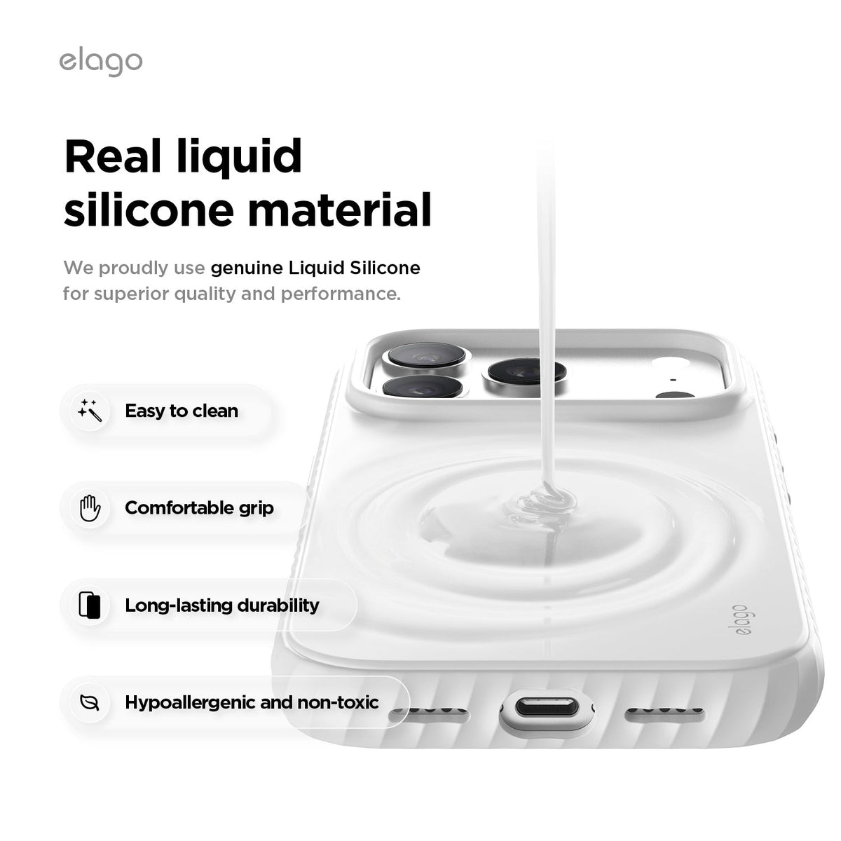 Elago MagRidge Silicone Case for iPhone 17 Pro / iPhone 18 Pro - White