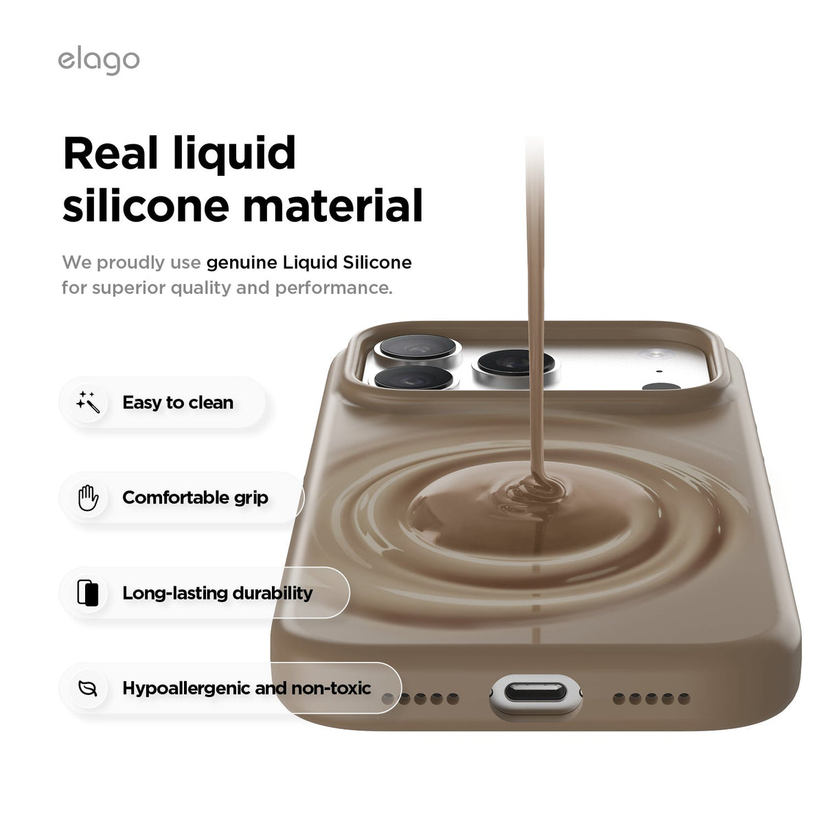 Elago Mag Silicone Case for iPhone 17 Pro / iPhone 18 Pro - Brown