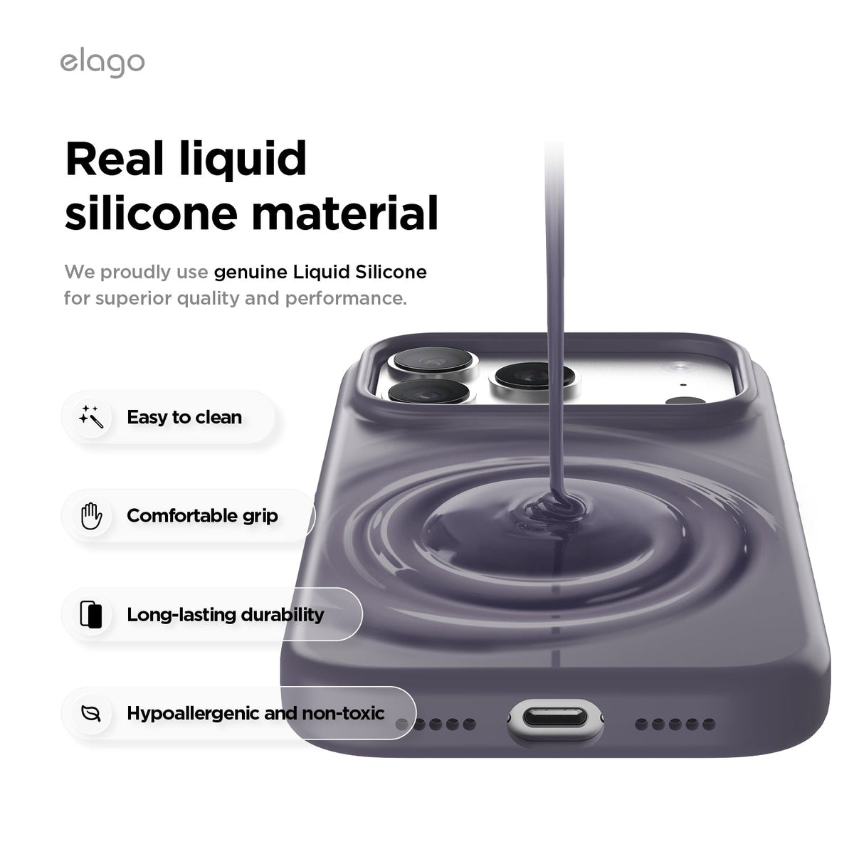 Elago Mag Silicone Case for iPhone 17 Pro / iPhone 18 Pro - Deep Purple