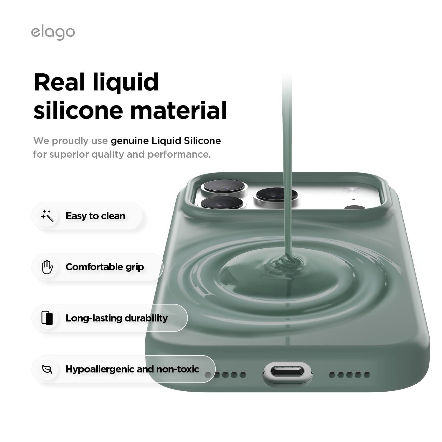 Elago Mag Silicone Case for iPhone 17 Pro / iPhone 18 Pro - Midnight Green