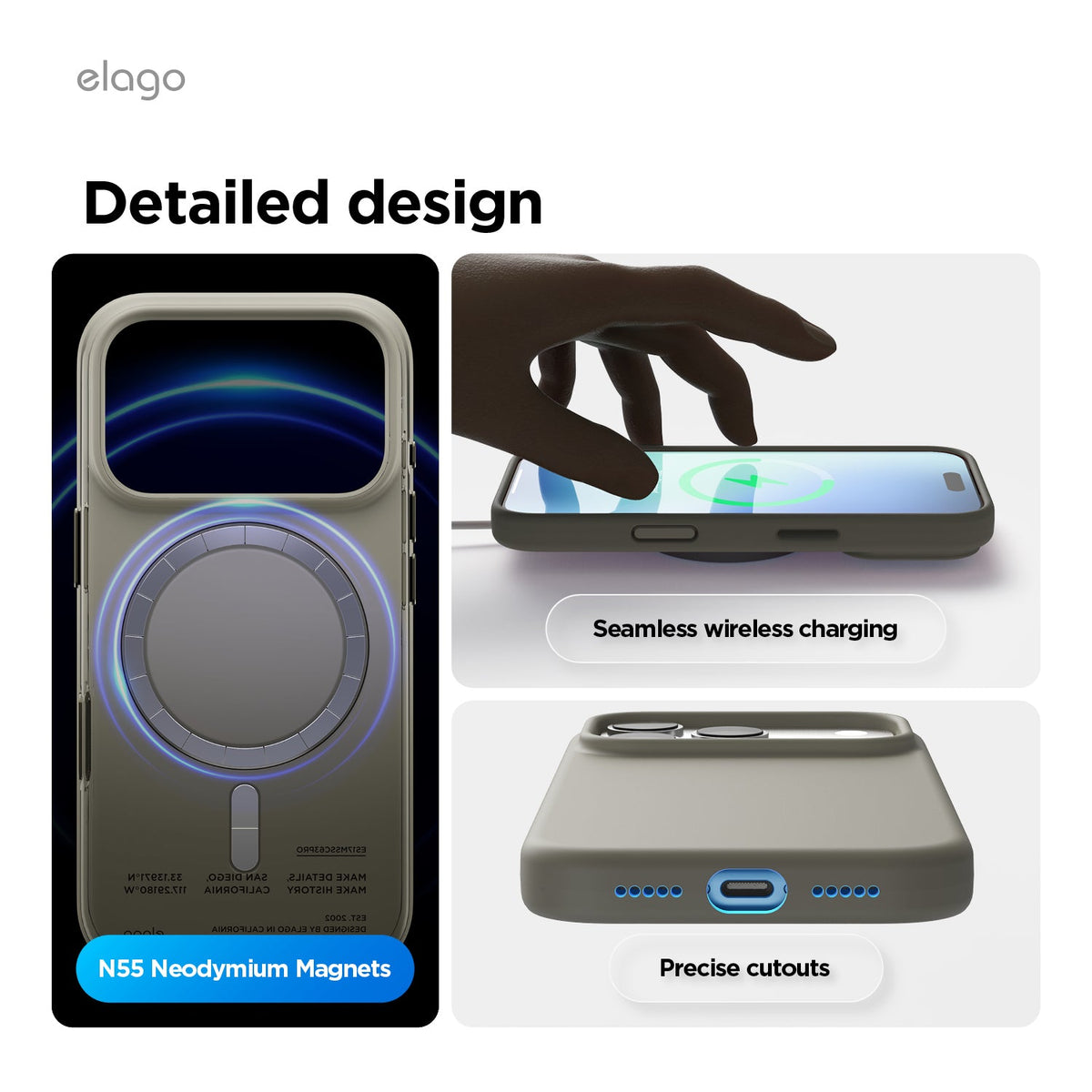 Elago Mag Silicone Case for iPhone 17 Pro / iPhone 18 Pro - Medium Grey