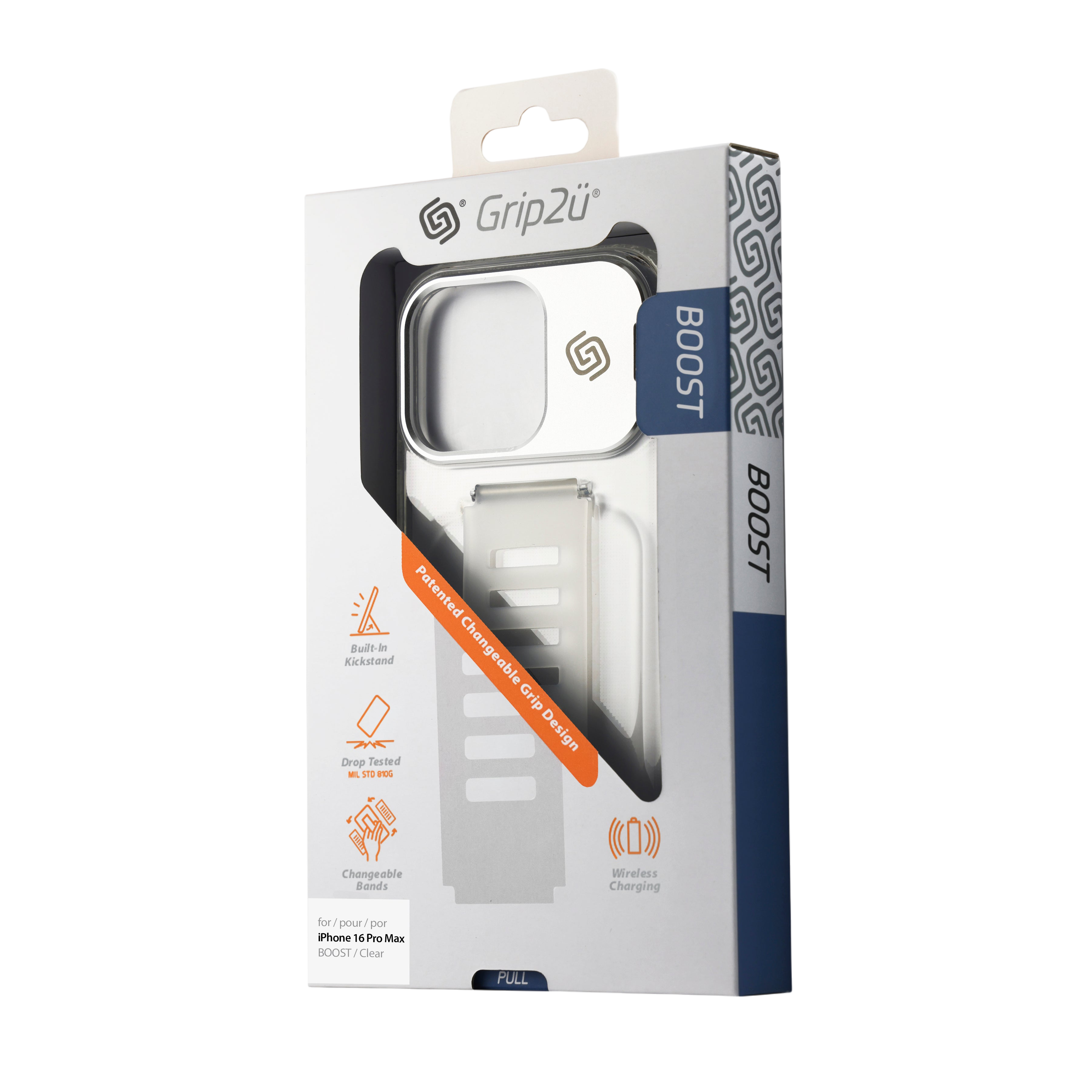 Grip2U BOOST Kickstand Clear Case for iPhone 16 Pro Max