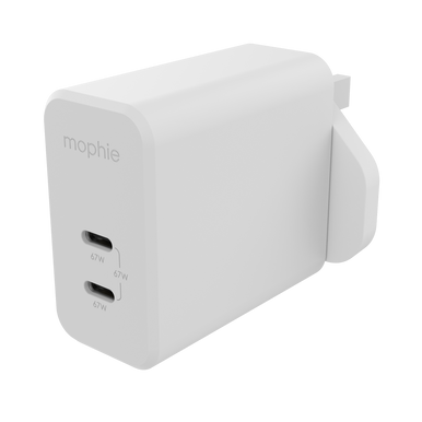 Mophie speedport 67 (شاحن حائط سريع GaN بقدرة 67W بمنفذي USB-C)