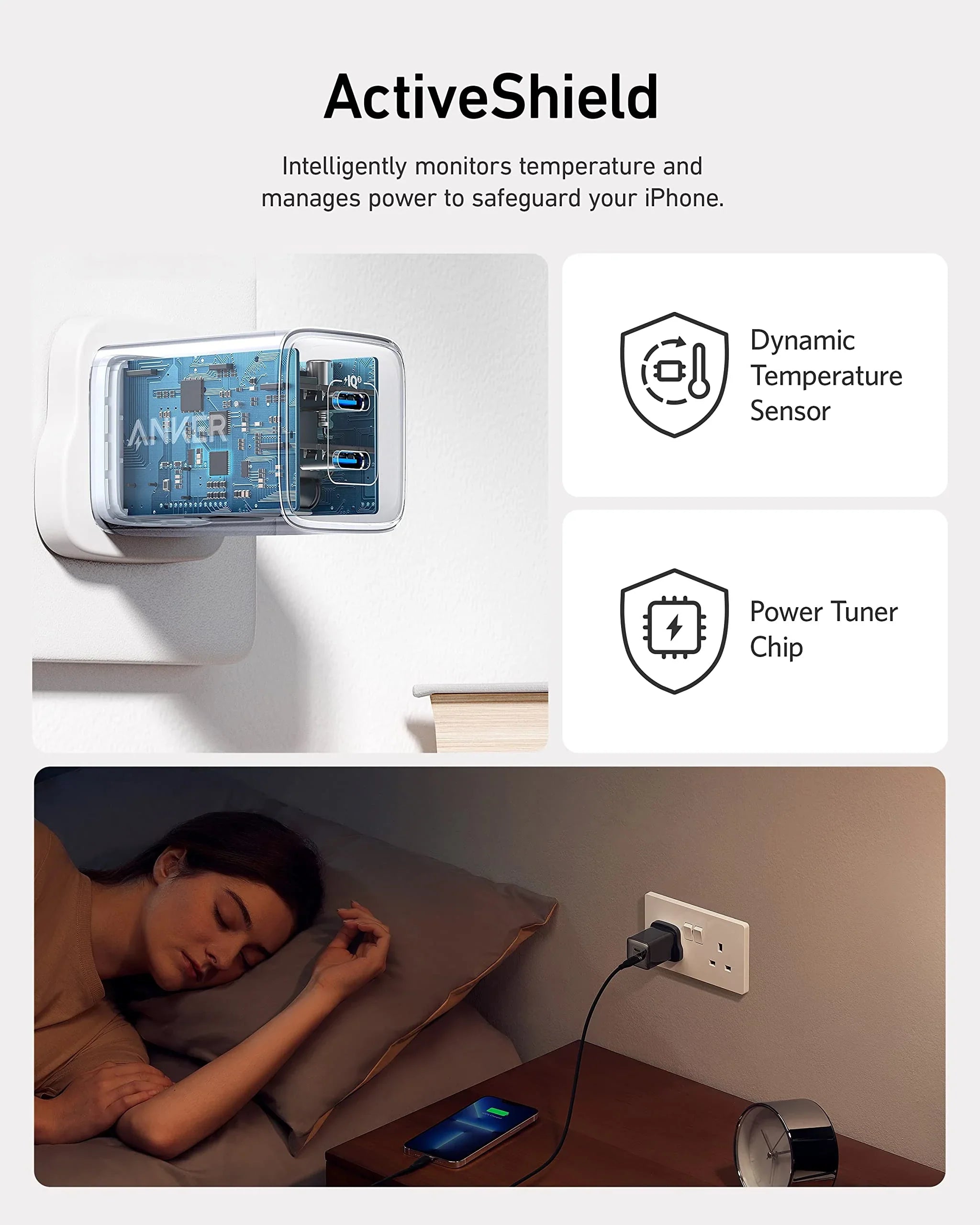 شاحن أنكر 521 (نانو برو) 40 واط منفذي USB-C مزدوجين