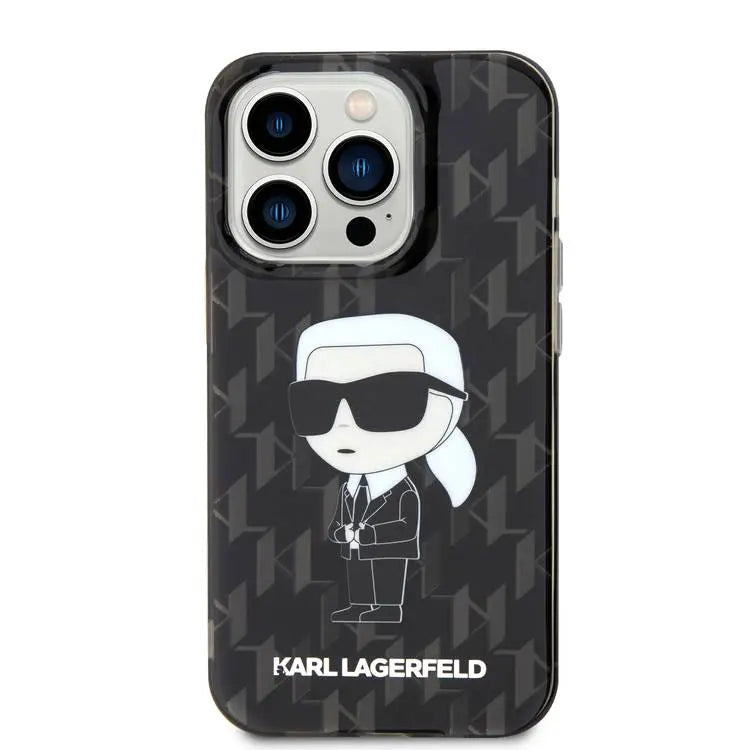 Karl Lagerfeld IML Hard Case with Ikonik Monogram for iPhone 16 Pro Max, Drop and Shock Absorption, Precise Cutouts for Ports and Buttons, Easy Snap-on Installation