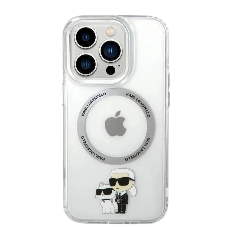 كارل لاغرفيلد ماغسيف IML معدن مخطط NFT كارل وشوبتت شعار شفاف آيفون 16 برو ماكس