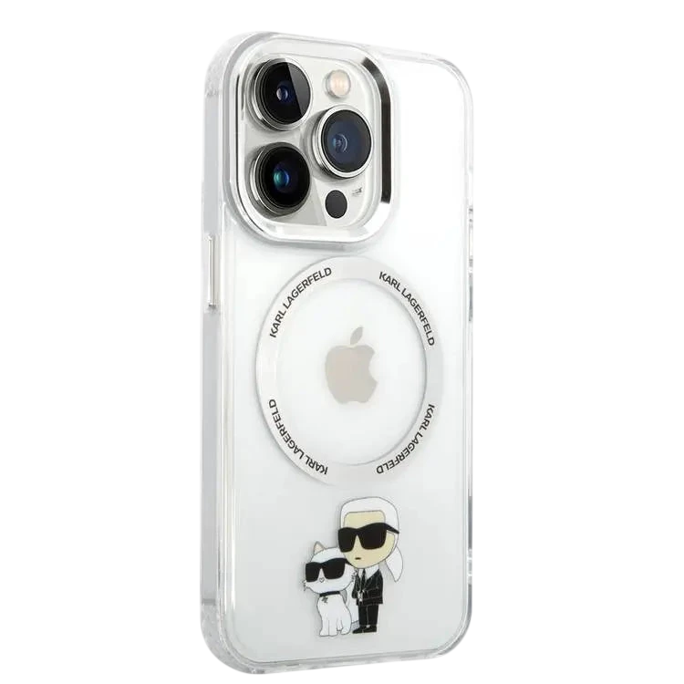 كارل لاغرفيلد ماغسيف IML معدن مخطط NFT كارل وشوبتت شعار شفاف آيفون 16 برو ماكس