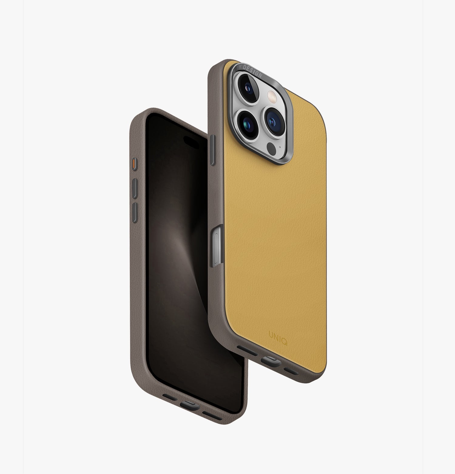 غلاف يونيك ليدن DS ثنائي اللون من الجلد الصناعي الفاخر لهاتف آيفون 16 برو