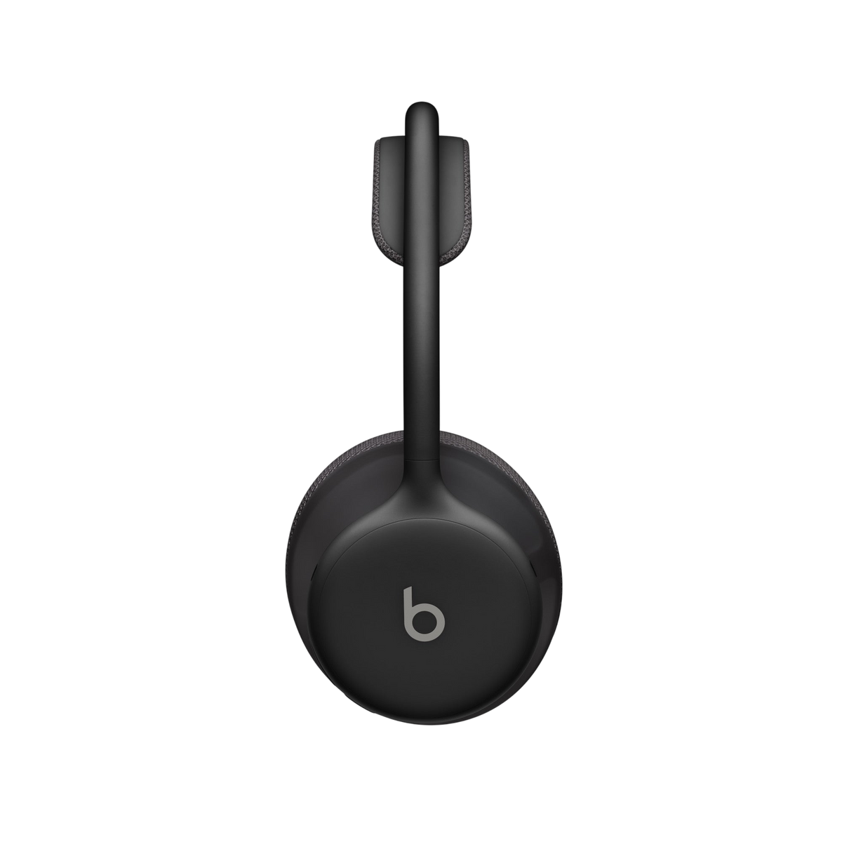 Side view of Beats 360 headphones in Black showing b logo