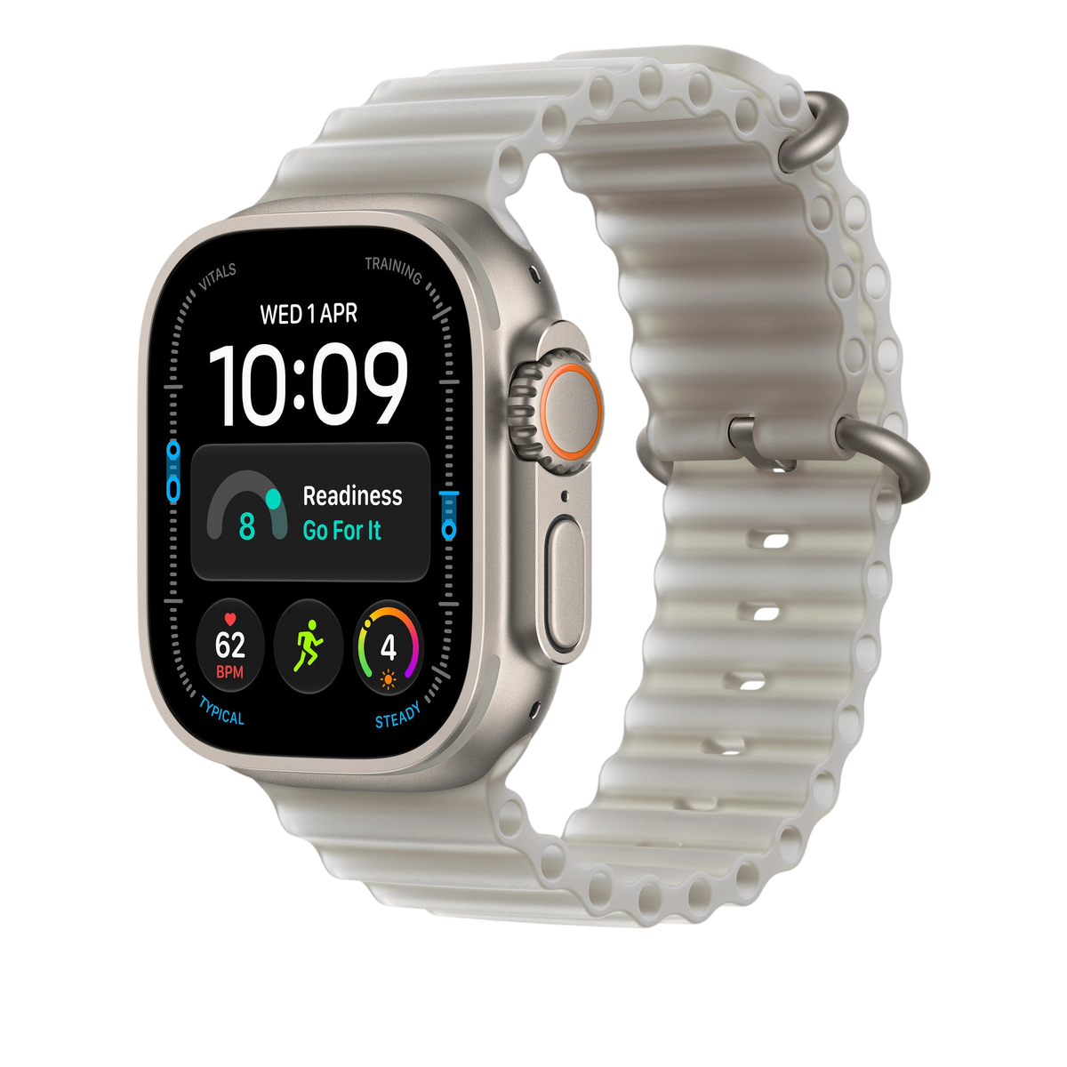 Apple Watch Ultra Ocean Band (49mm) - Translucent Grey (Natural Titanium) - alternate view 1 #color_translucent-grey