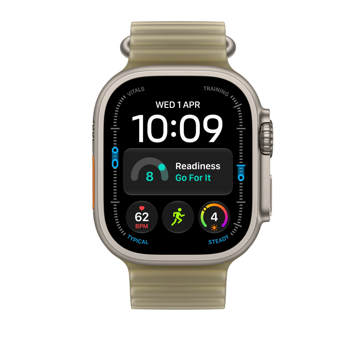 Apple Watch Ultra Ocean Band (49mm) - Translucent Kelp (Natural Titanium) - alternate view 2 #color_translucent-kelp