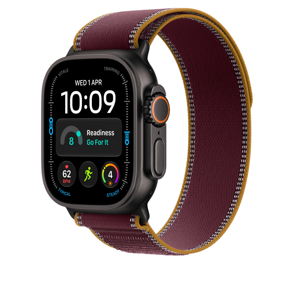Apple Watch Ultra Trail Loop (49mm) - Burgundy (Black Titanium) - alternate view 1 #color_burgundy