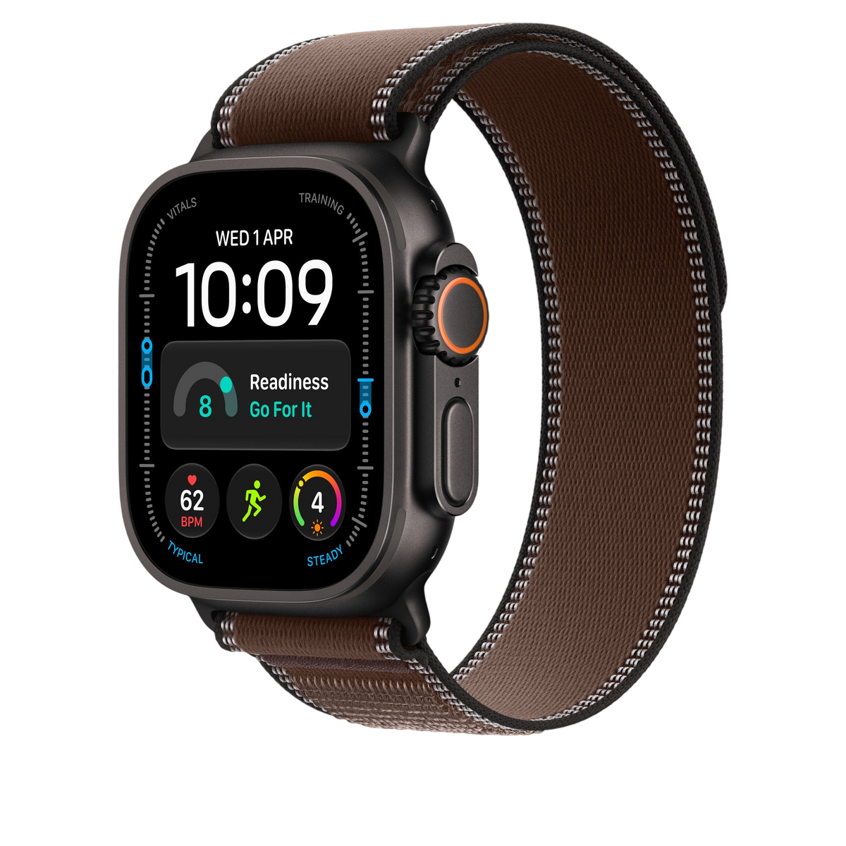 Apple Watch Ultra Trail Loop (49mm) - Dark Umber (Black Titanium) - alternate view 1 #color_dark-umber
