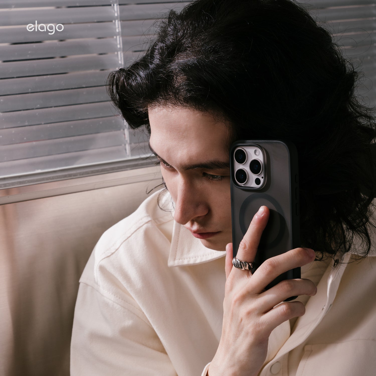 غلاف إلكو ماغسيف هجين شفاف لهاتف آيفون 16 برو ماكس