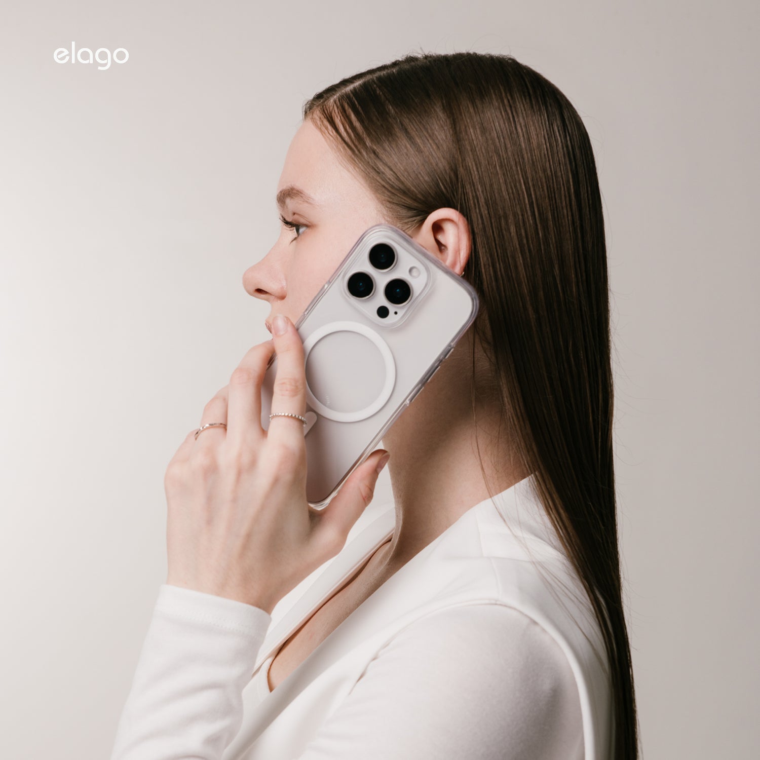 غلاف إلكو ماغسيف هجين شفاف لهاتف آيفون 16 برو ماكس