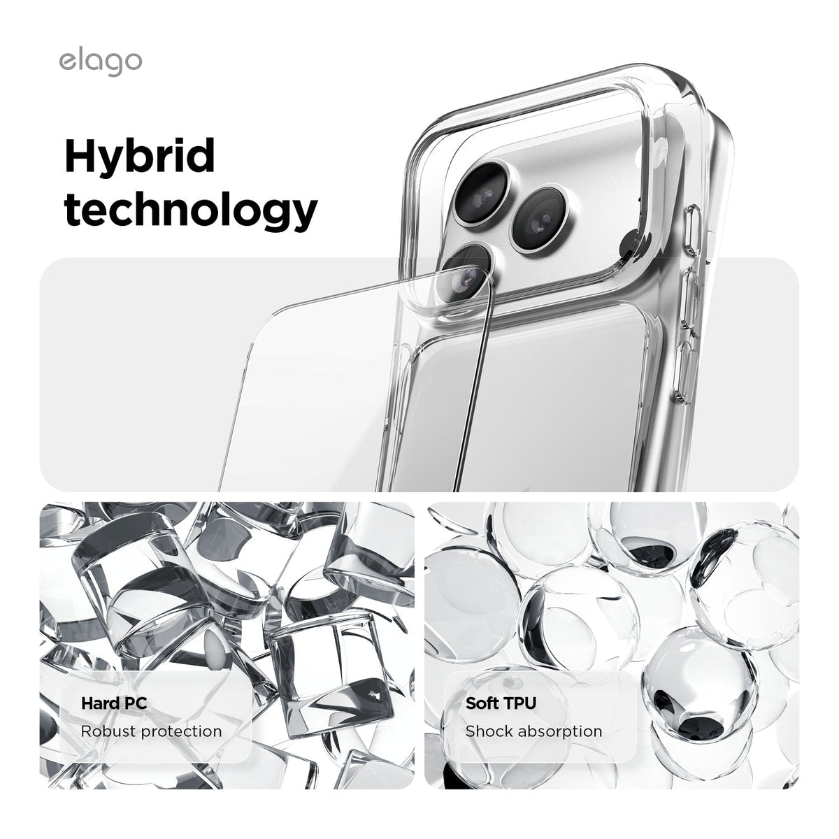 Elago Hybrid Clear Case for iPhone 17 Pro Max / iPhone 18 Pro Max