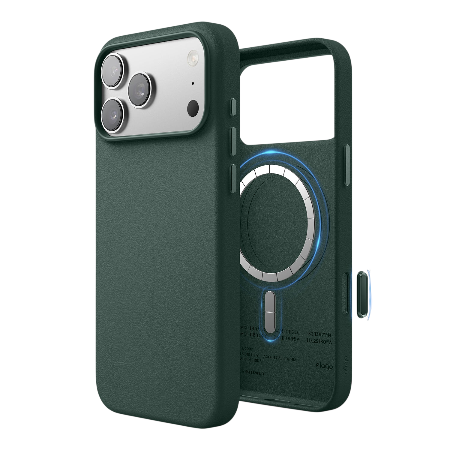Elago MagLeather Case for iPhone 17 Pro Max / iPhone 18 Pro Max - Midnight Green