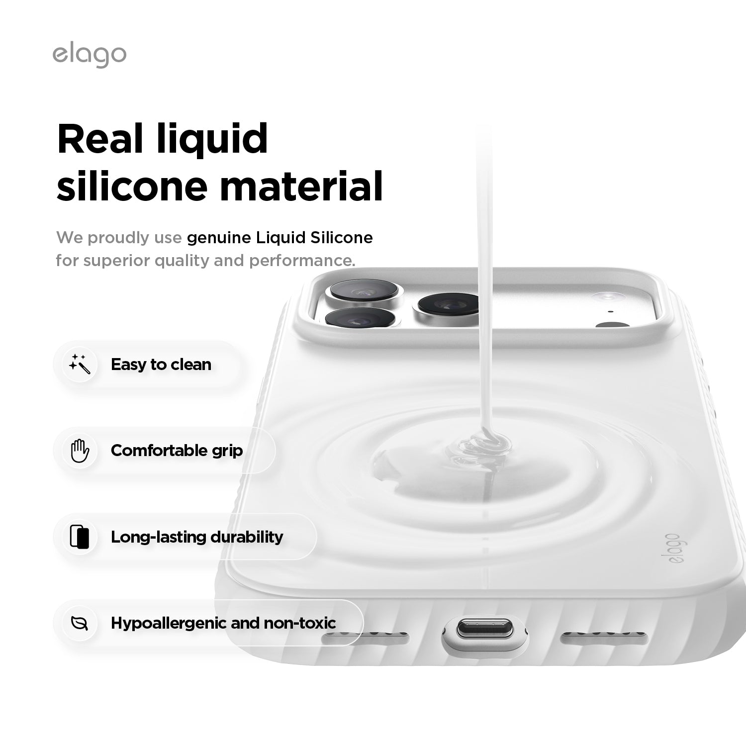 Elago MagRidge Silicone Case for iPhone 17 Pro Max / iPhone 18 Pro Max - White